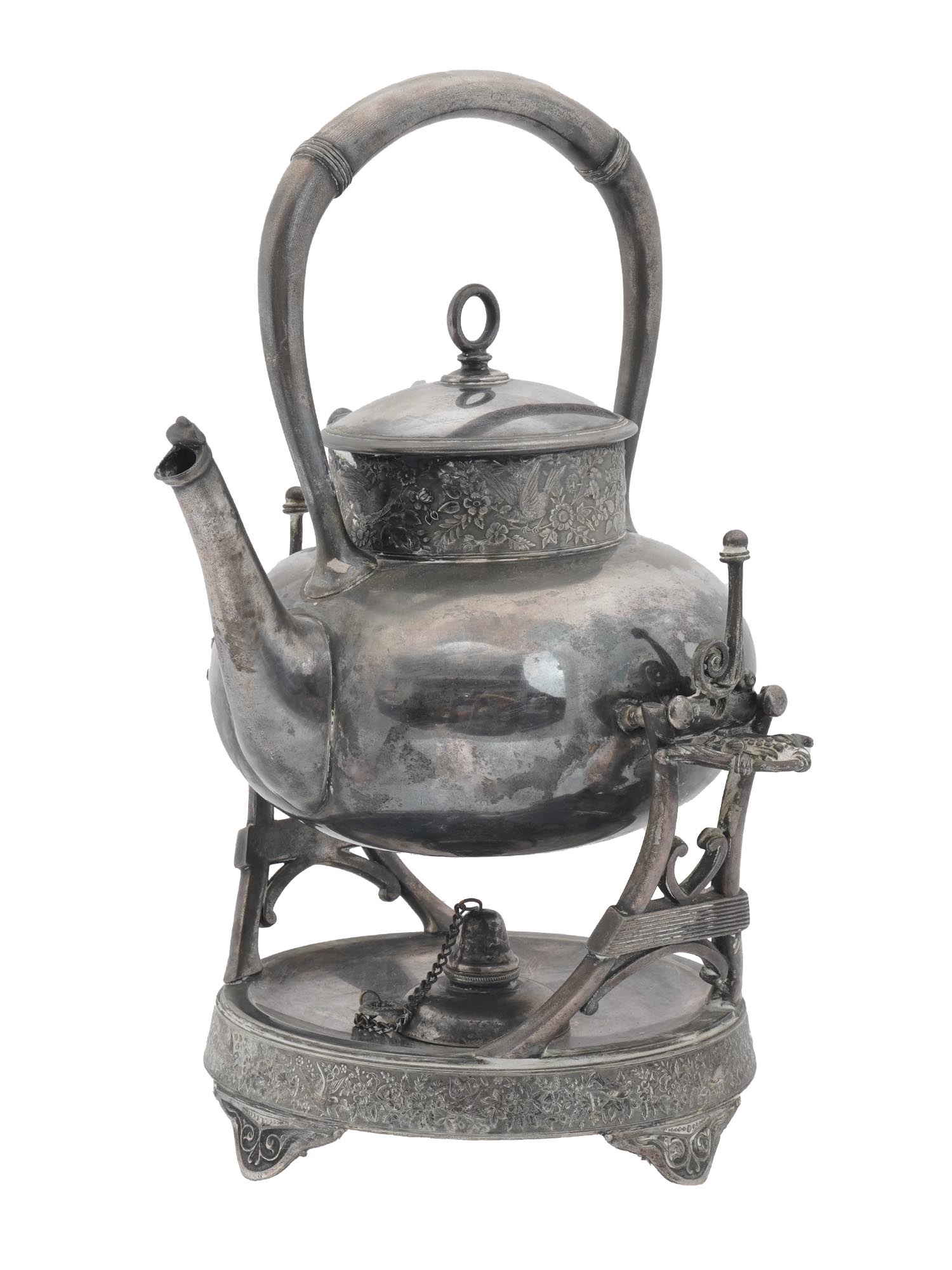 MID CENT MERIDEN SILVER PLATED TEAPOT WITH HEATER PIC-0